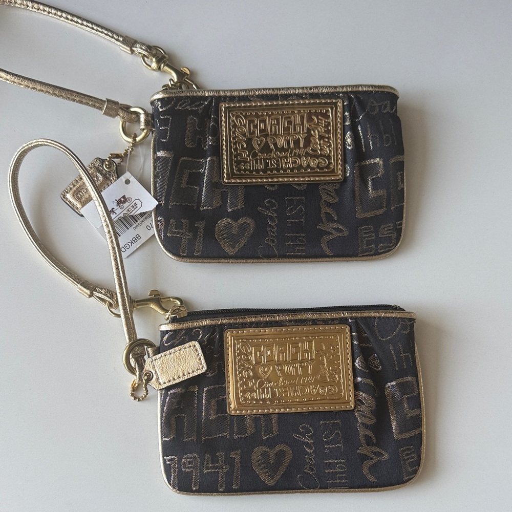 Coach Black and Gold Signature Wristlets
